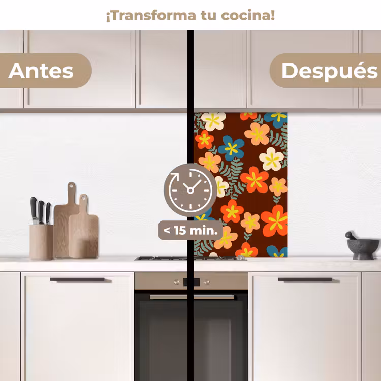 Revestimiento cocina - Retro - Patrones - Flores - Años 70 — 2