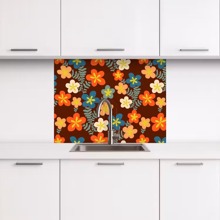 Revestimiento cocina - Retro - Patrones - Flores - Años 70 — 3
