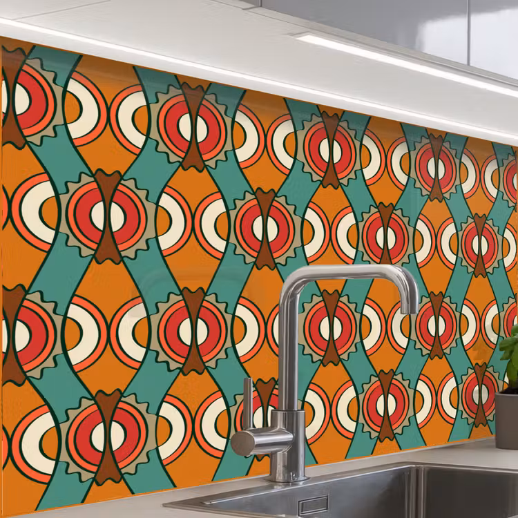 Revestimiento cocina - Diseño - Retro - Naranja - Abstracto — 1