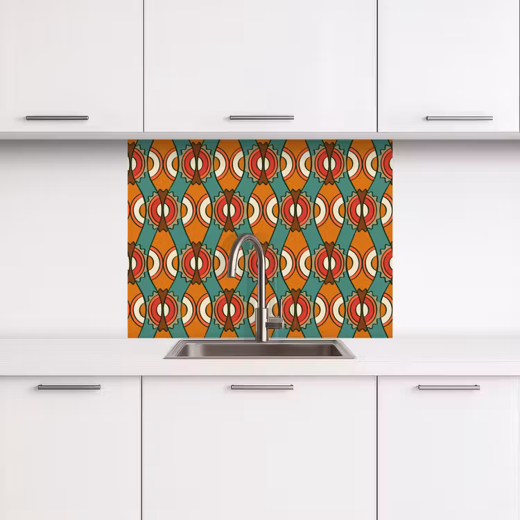 Revestimiento cocina - Diseño - Retro - Naranja - Abstracto — 3