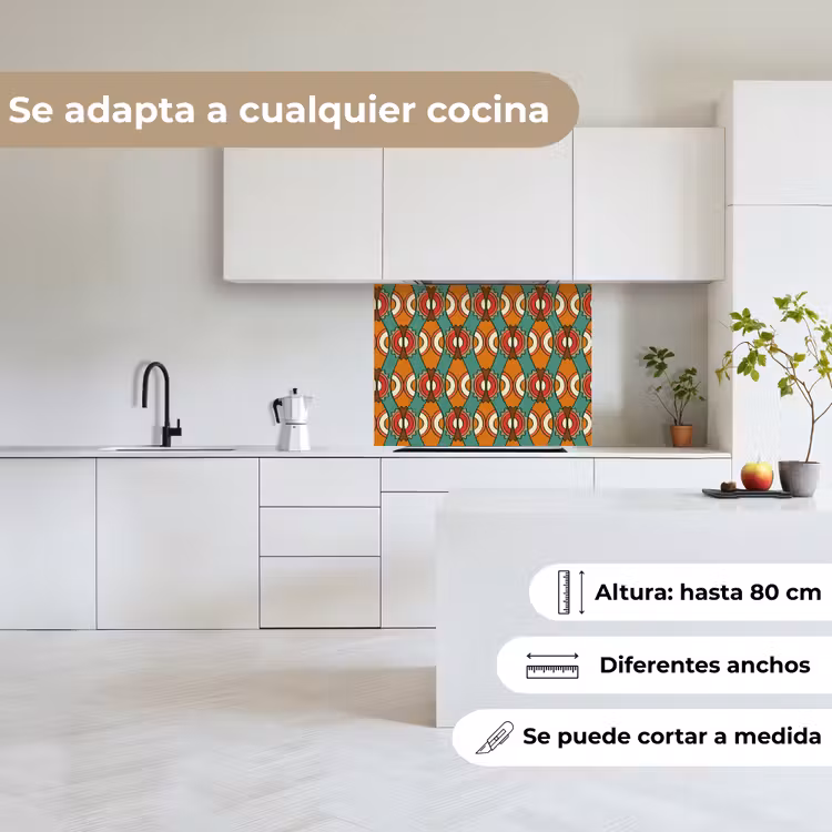 Revestimiento cocina - Diseño - Retro - Naranja - Abstracto — 6