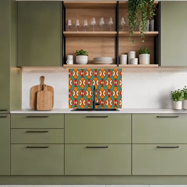 Revestimiento cocina - Diseño - Retro - Naranja - Abstracto — 7