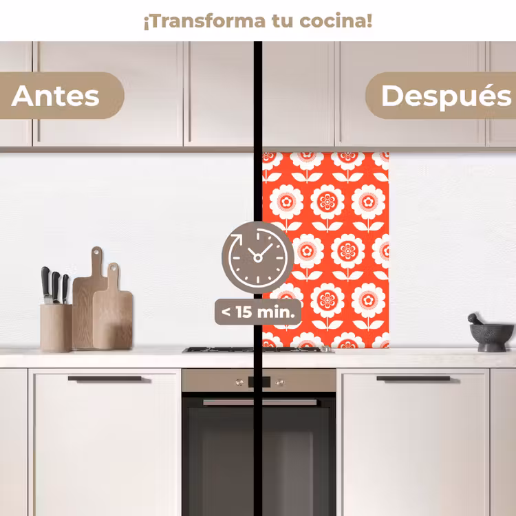 Revestimiento cocina - Flores - Patrón - Rojo — 2