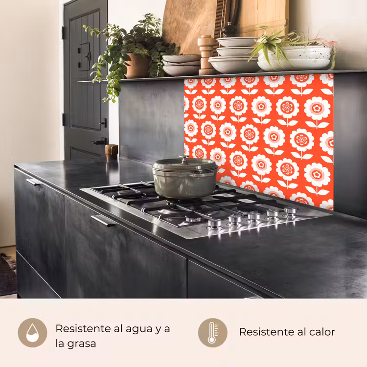 Revestimiento cocina - Flores - Patrón - Rojo — 4
