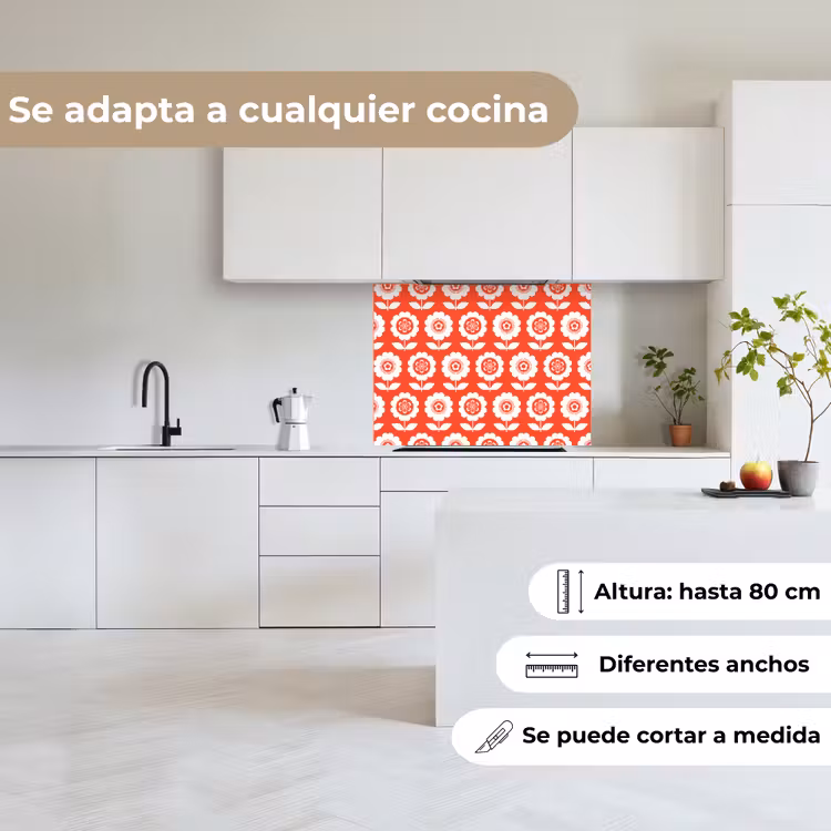 Revestimiento cocina - Flores - Patrón - Rojo — 6