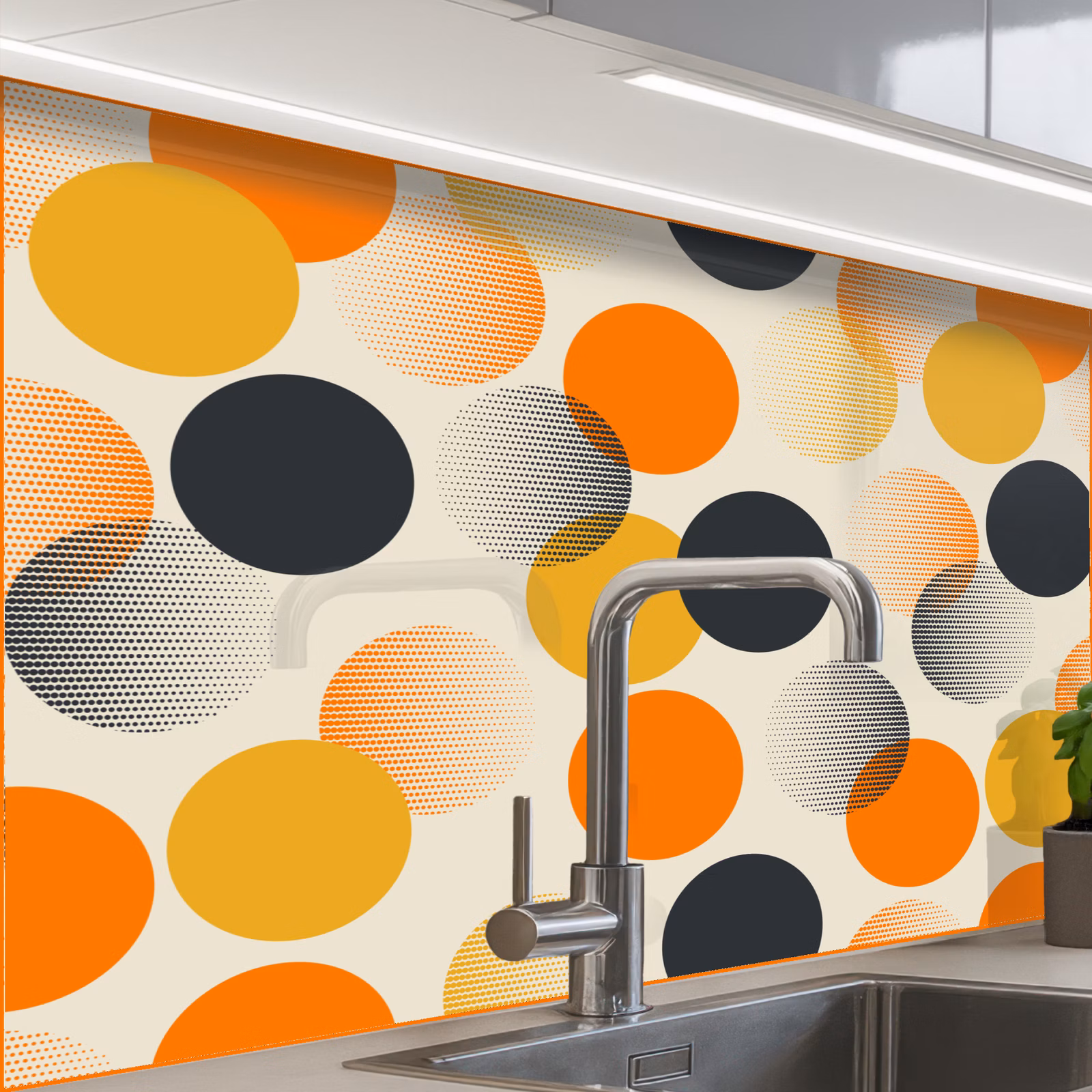 Revestimiento cocina - Lunares - Diseño - Retro - Naranja — 1
