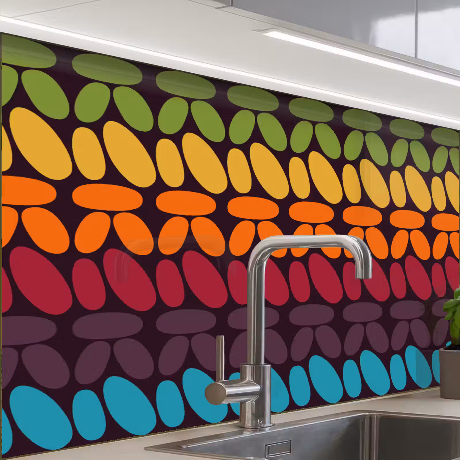 Revestimiento cocina - Patrones de ganchillo - Retro - Arco iris — 1