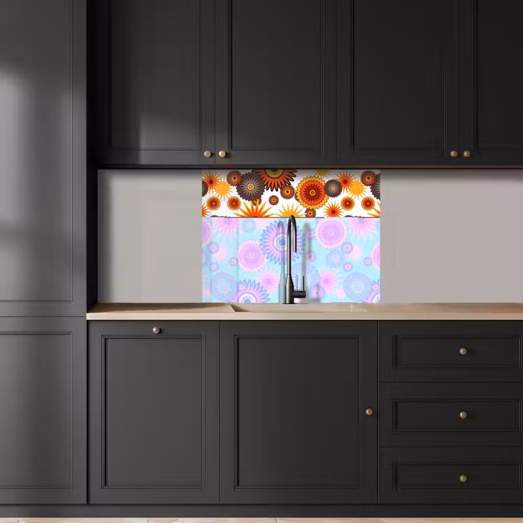 Revestimiento cocina - Diseño - Retro - Naranja - Flores — 5