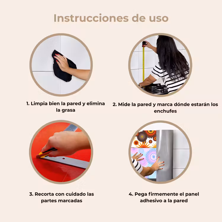 Revestimiento cocina - Diseño - Retro - Naranja - Flores — 8