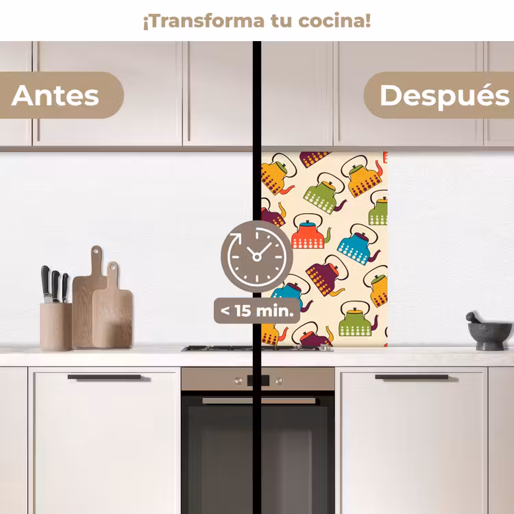 Revestimiento cocina - Diseño - Retro - Tetera - Colores — 2