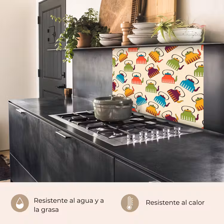 Revestimiento cocina - Diseño - Retro - Tetera - Colores — 4