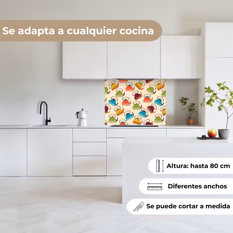 Revestimiento cocina - Diseño - Retro - Tetera - Colores — 6