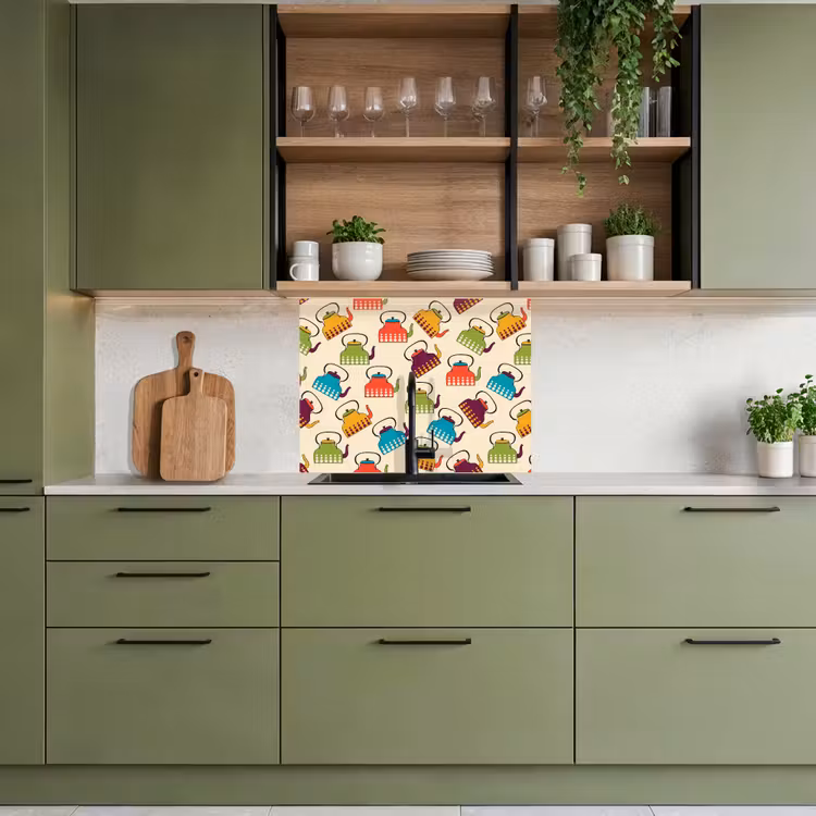 Revestimiento cocina - Diseño - Retro - Tetera - Colores — 7