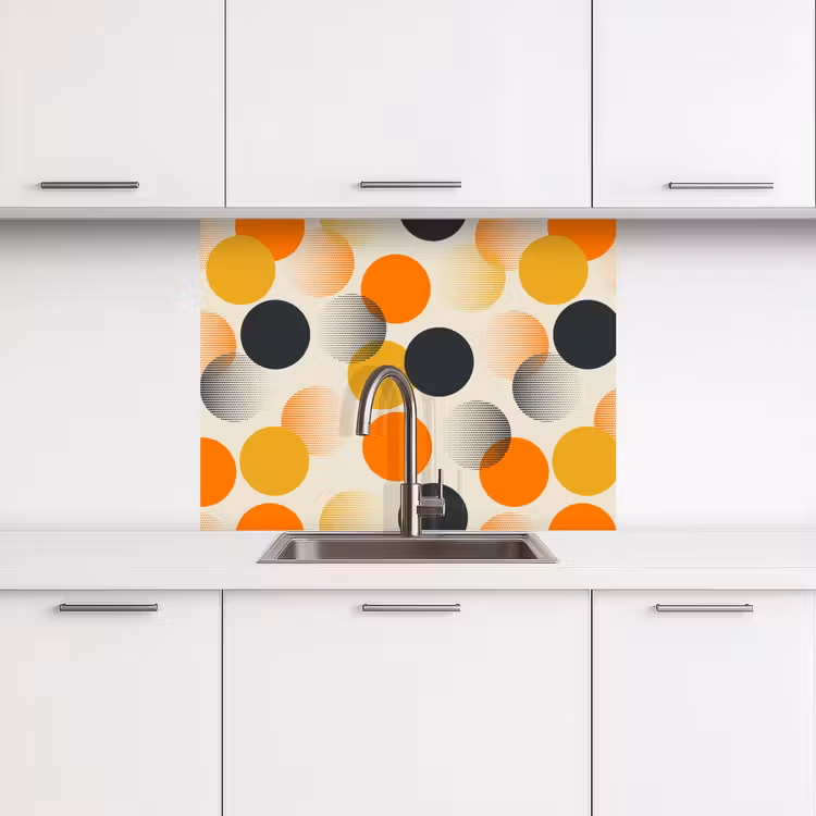 Revestimiento cocina - Lunares - Diseño - Retro - Naranja — 3