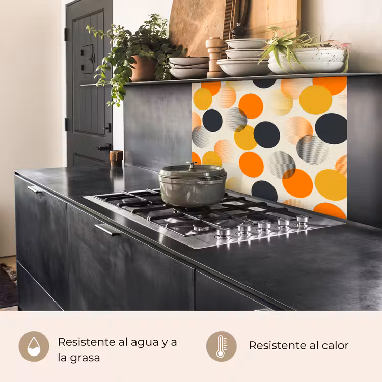 Revestimiento cocina - Lunares - Diseño - Retro - Naranja — 4