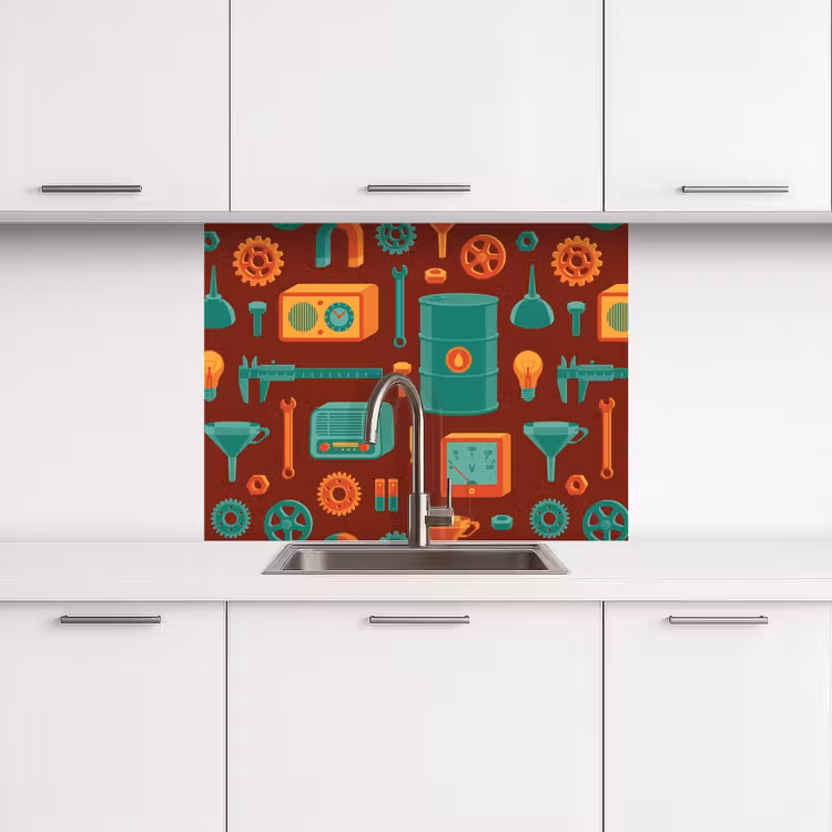 Revestimiento cocina - Patrón - Retro - Herramientas — 3