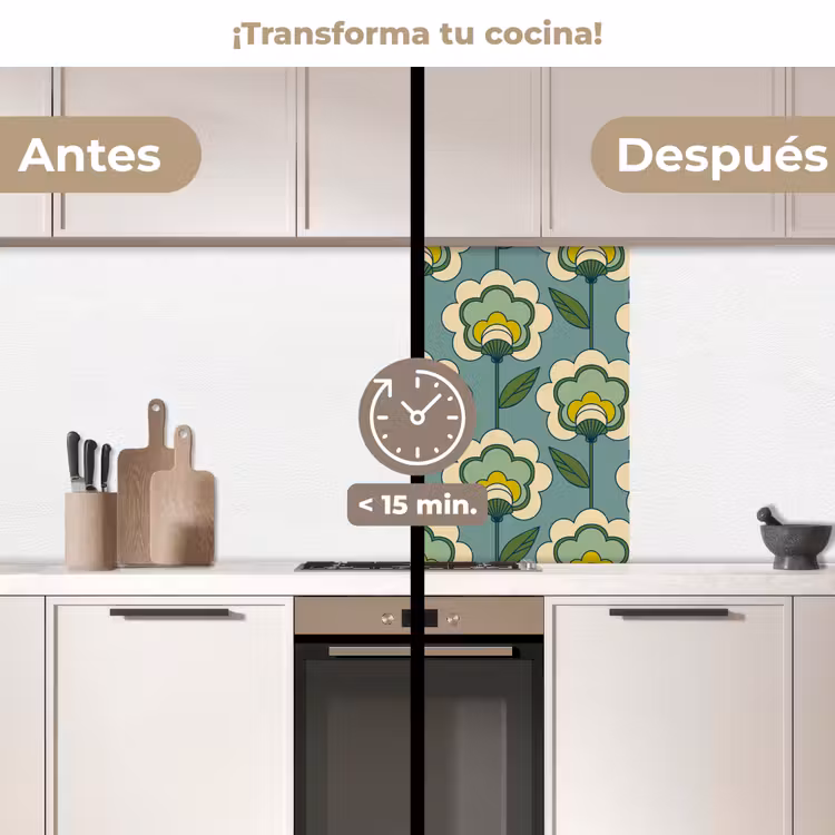 Revestimiento cocina - Retro - Diseño - Años 70 - Flor — 2