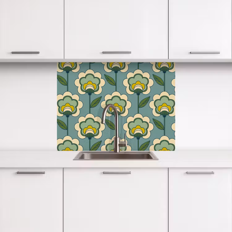 Revestimiento cocina - Retro - Diseño - Años 70 - Flor — 3