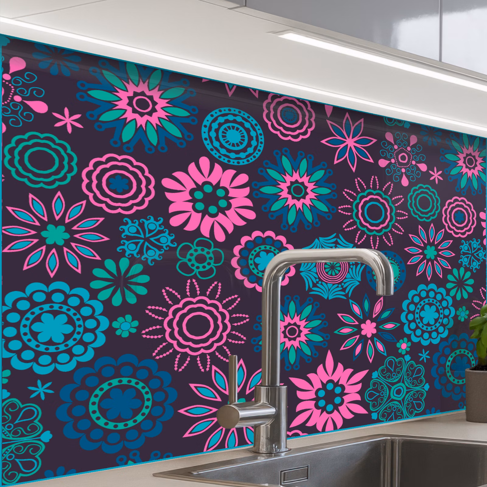 Revestimiento cocina - Neón - Flores - Patrones — 1