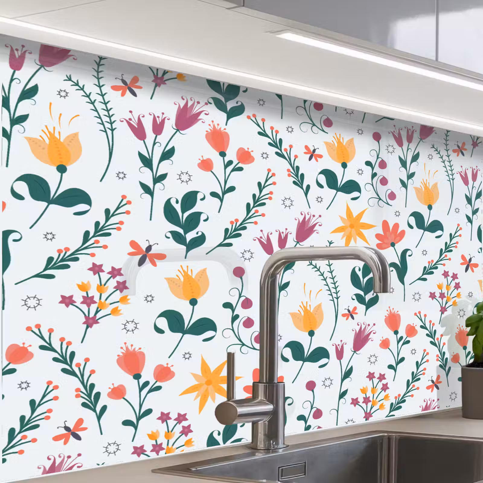Revestimiento cocina - Patrones - Flores - Hojas — 1