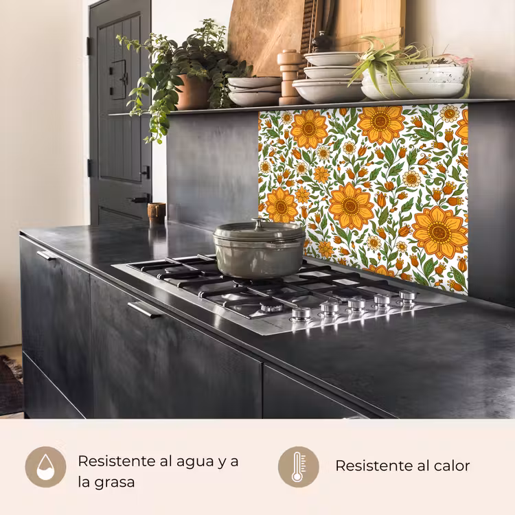 Revestimiento cocina - Flores - Naranja - Diseño — 4