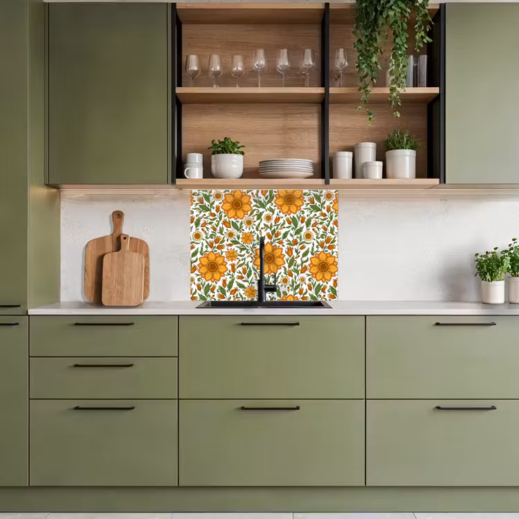 Revestimiento cocina - Flores - Naranja - Diseño — 7