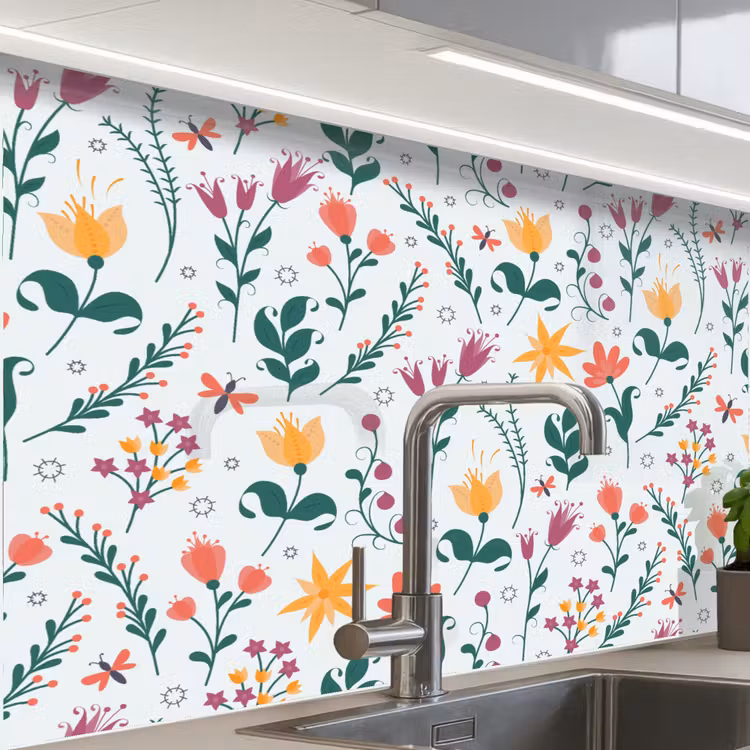 Revestimiento cocina - Patrones - Flores - Hojas — 1