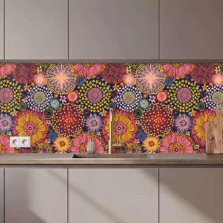 Revestimiento cocina - Flores - Patrón - Línea — 1