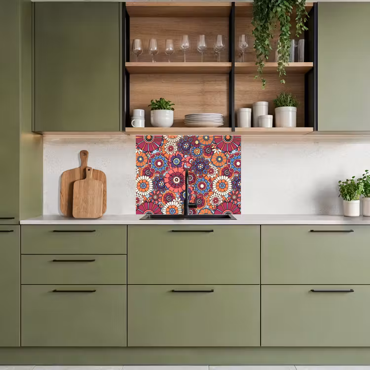 Revestimiento cocina - Vintage - Patrones - Flores - Plantas — 7
