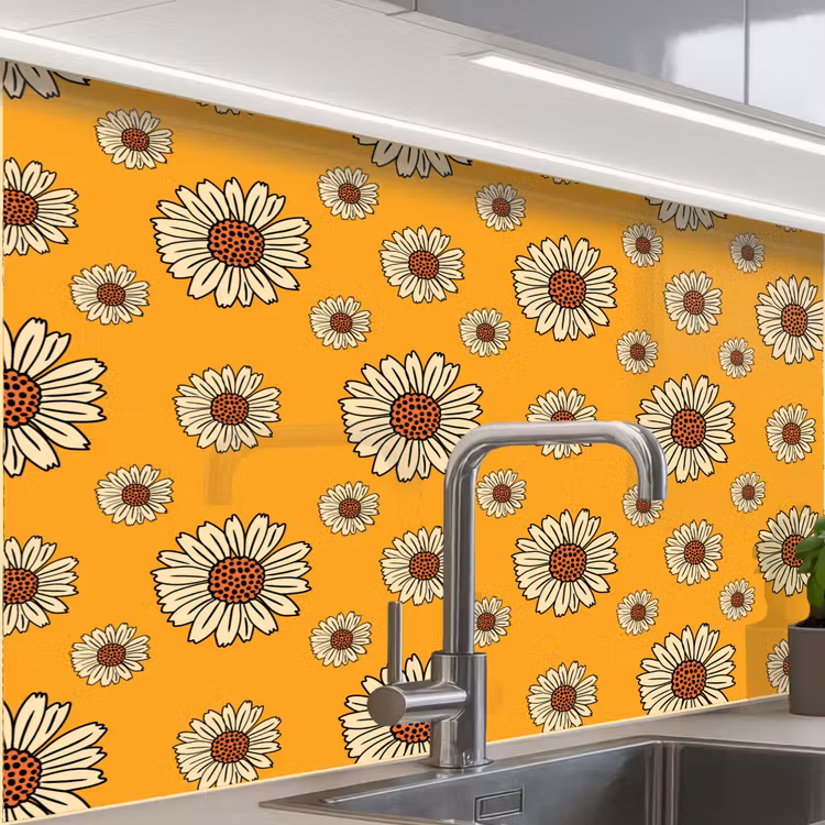 Revestimiento cocina - Patrones - Vintage - Flores - Amarillo — 1