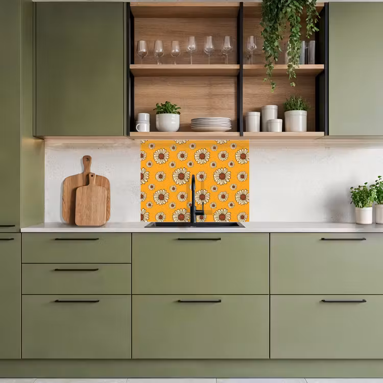 Revestimiento cocina - Patrones - Vintage - Flores - Amarillo — 7