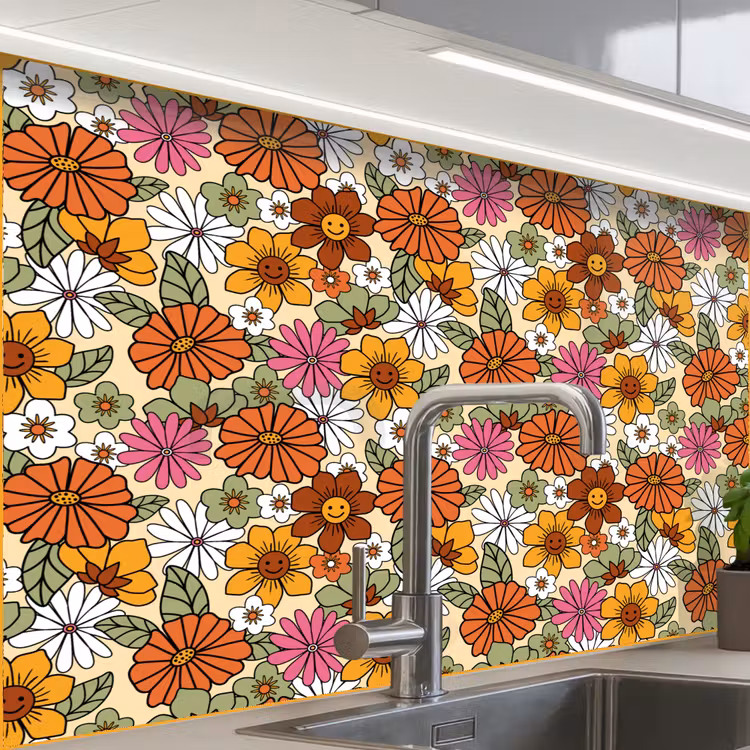 Revestimiento cocina - Vintage - Flores - Patrones — 1