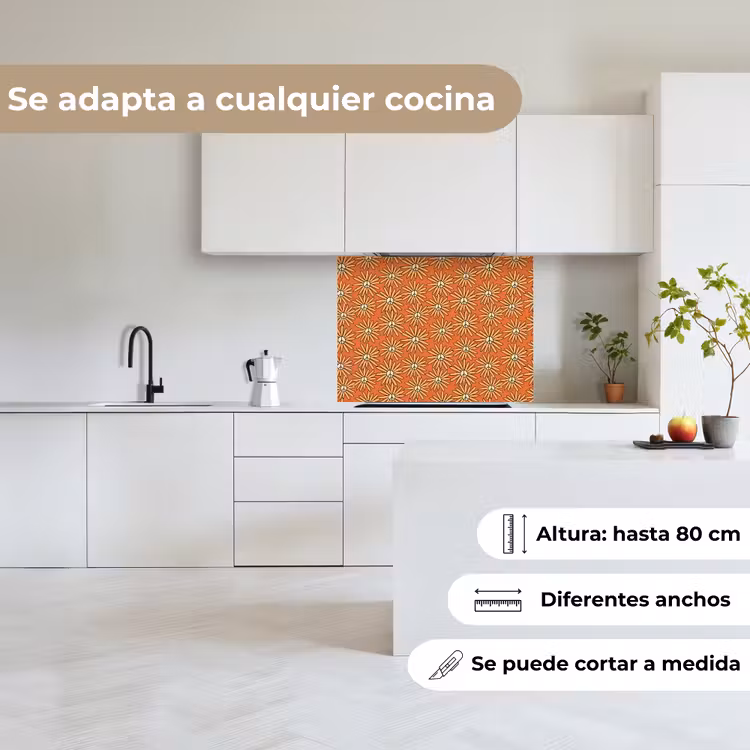 Revestimiento cocina - Vintage - Patrones - Flores - Naranja — 6