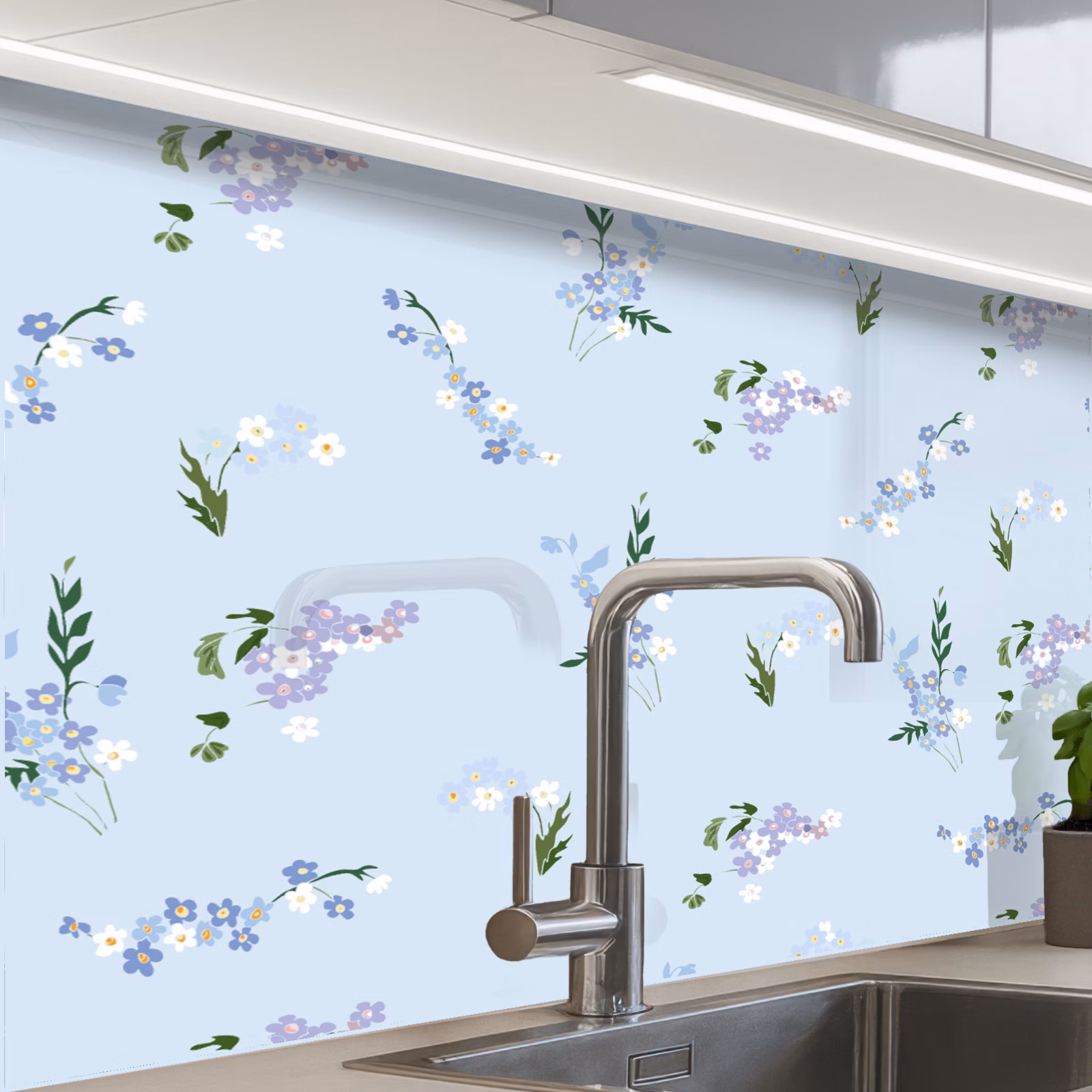 Revestimiento cocina - Patrón - Flores - Decoración — 1