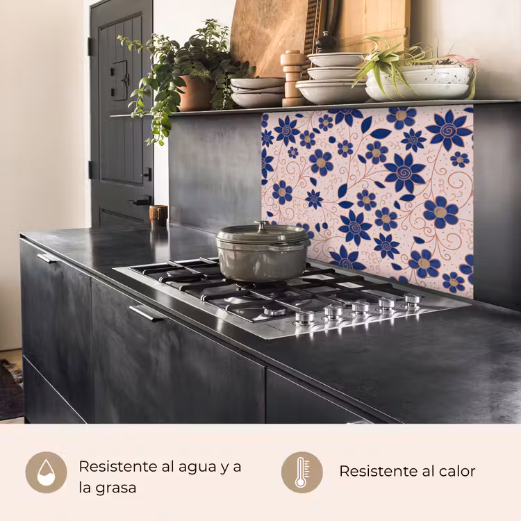 Revestimiento cocina - Flores - Azul - Japón - Patrones — 4