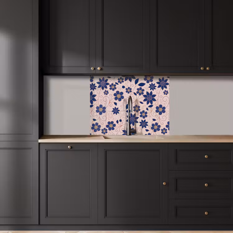Revestimiento cocina - Flores - Azul - Japón - Patrones — 5