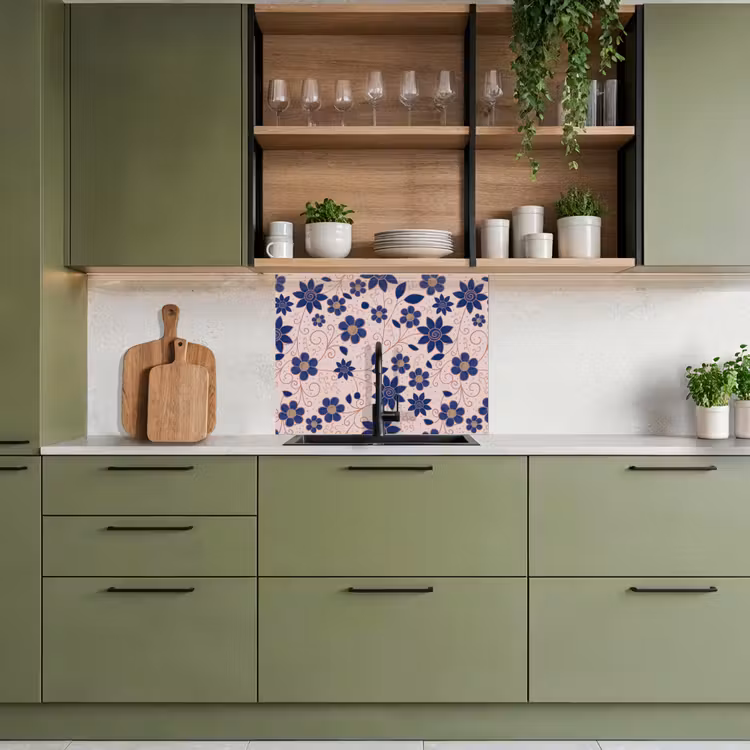 Revestimiento cocina - Flores - Azul - Japón - Patrones — 7