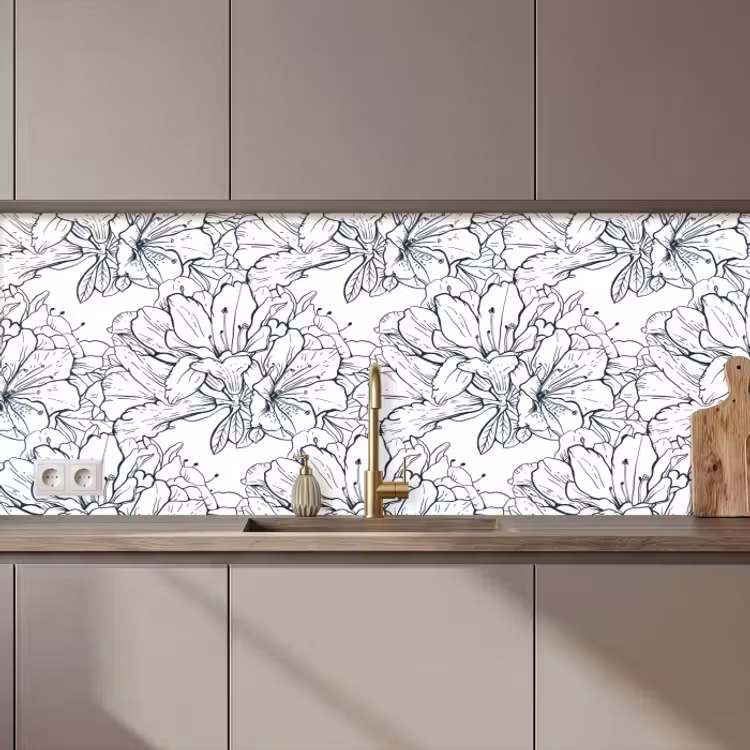 Revestimiento cocina - Flores - Patrón - Línea — 1