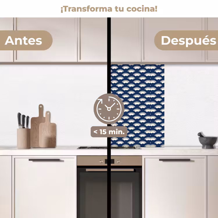 Revestimiento cocina - Japonés - Azul - Blanco - Patrones — 2
