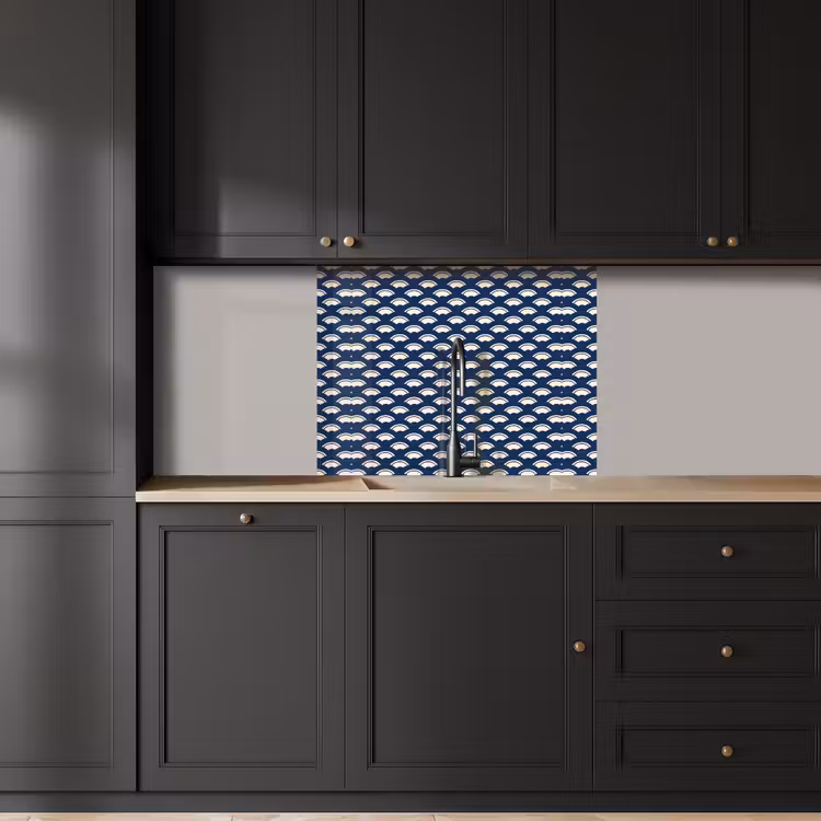 Revestimiento cocina - Japonés - Azul - Blanco - Patrones — 5