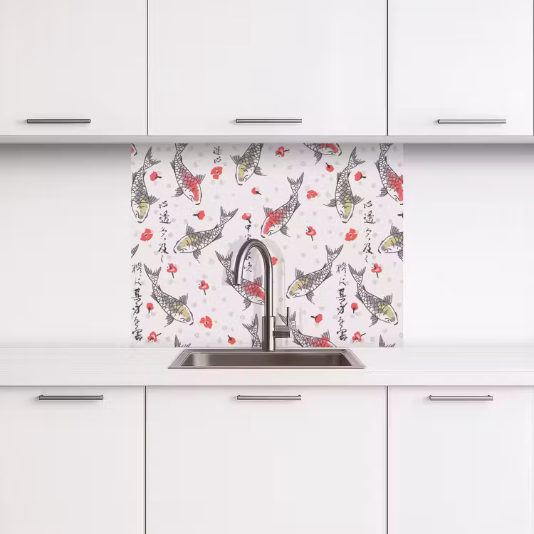 Revestimiento cocina - Peces - Koi - Flores - Patrones — 3