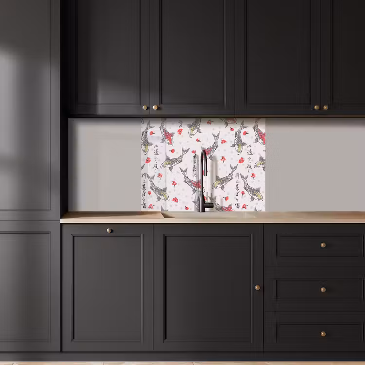 Revestimiento cocina - Peces - Koi - Flores - Patrones — 5