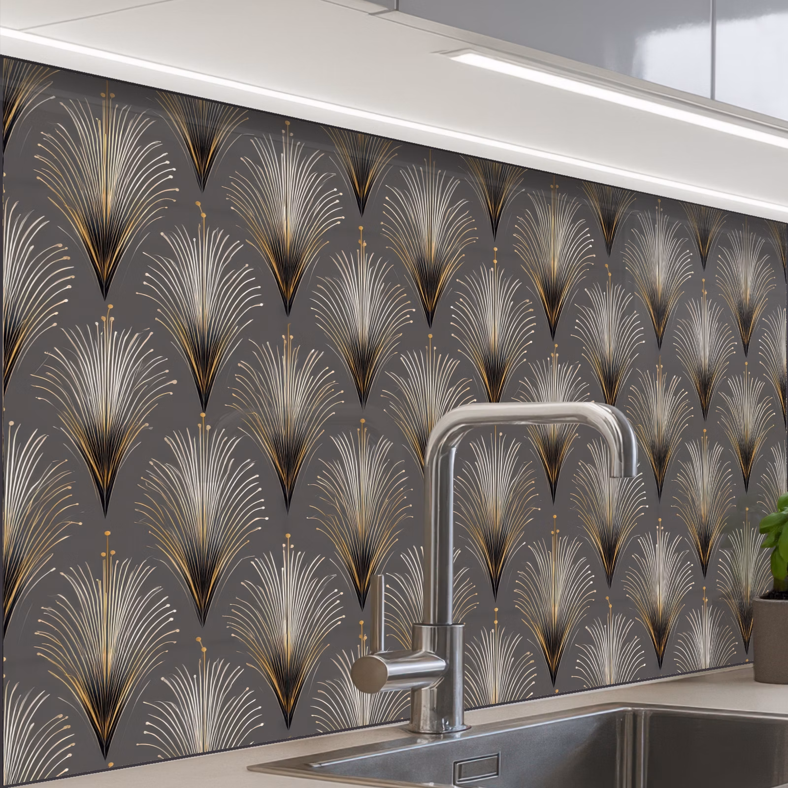 Revestimiento cocina - Vigas abanico - Oro - Antracita — 1