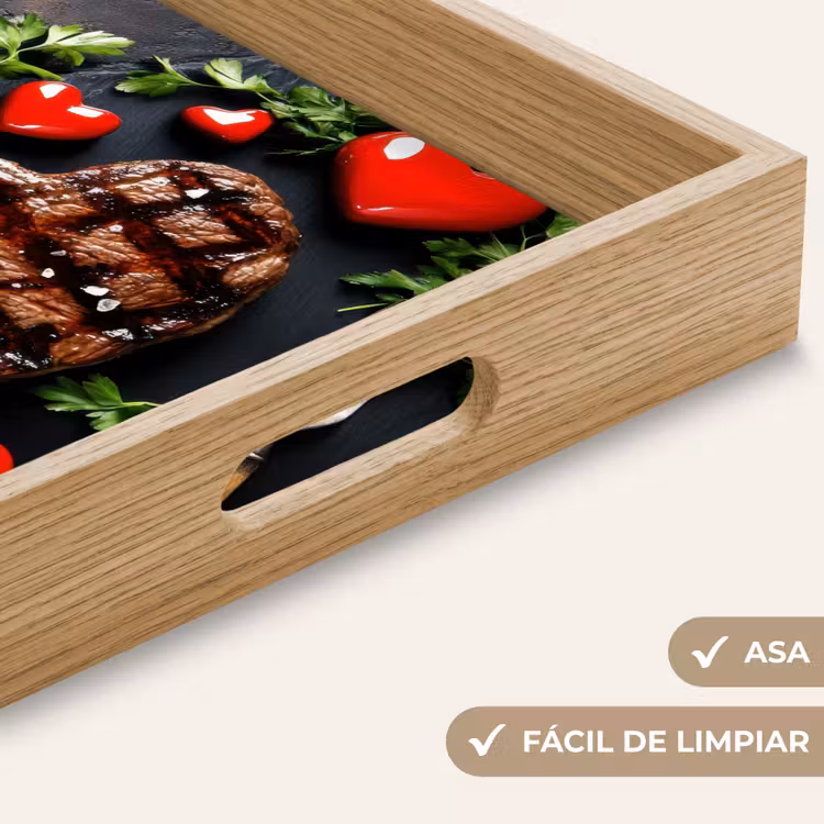 Bandeja - Bistec - Corazón - Cubiertos — 8