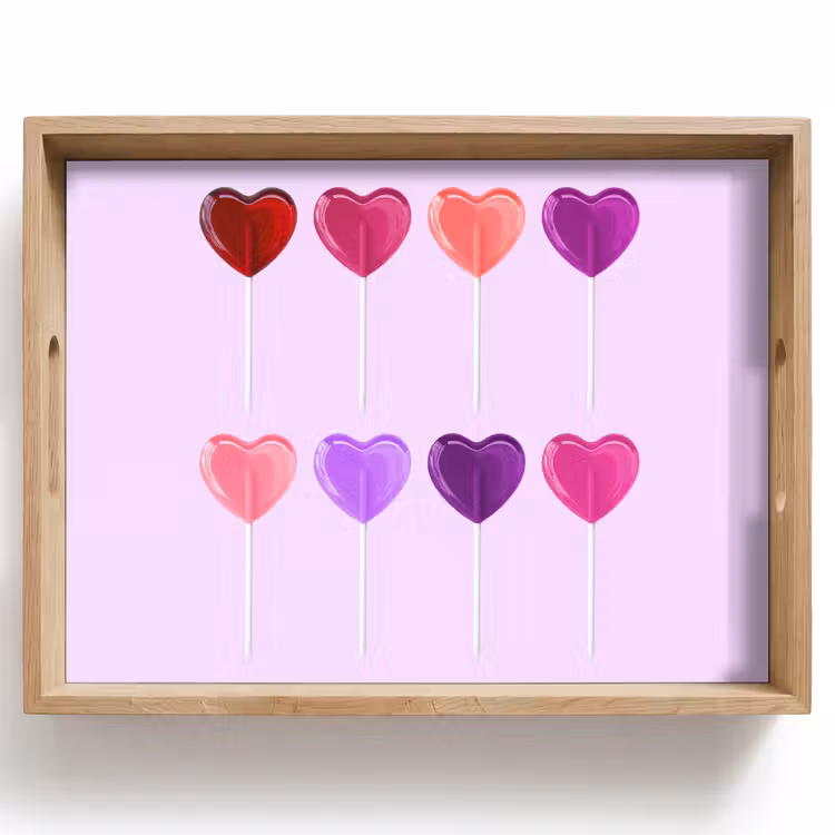 Bandeja - Piruleta - Corazón - Rosa - Caramelo — 1