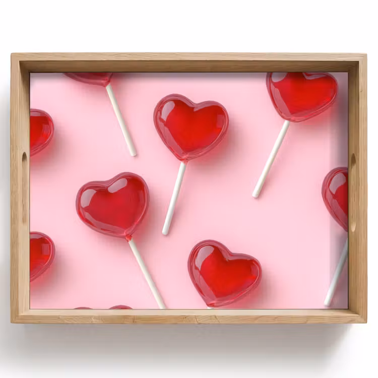 Bandeja - Piruletas - Corazones - Rosa — 1