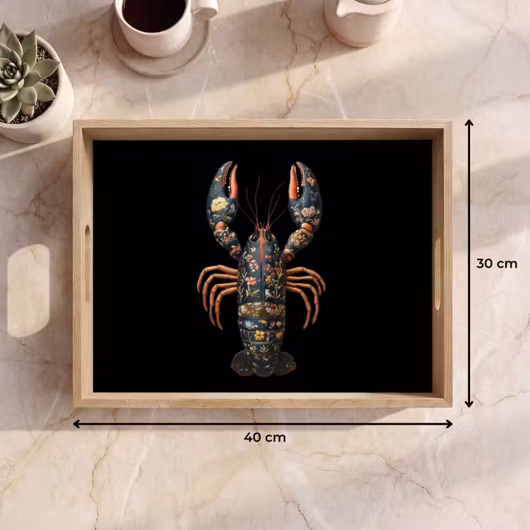 Bandeja - Cáncer - Negro - Motivo floral - Artístico — 7
