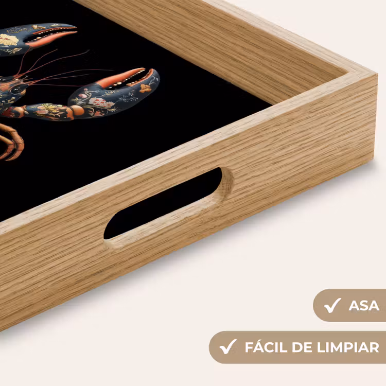 Bandeja - Cáncer - Negro - Motivo floral - Artístico — 8