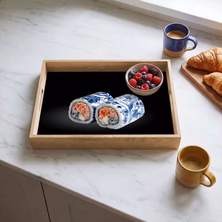 Bandeja - Sushi - Azul de Delft - Arroz - Pescado - Elegante — 3