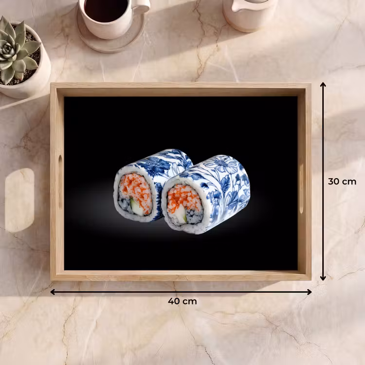 Bandeja - Sushi - Azul de Delft - Arroz - Pescado - Elegante — 7